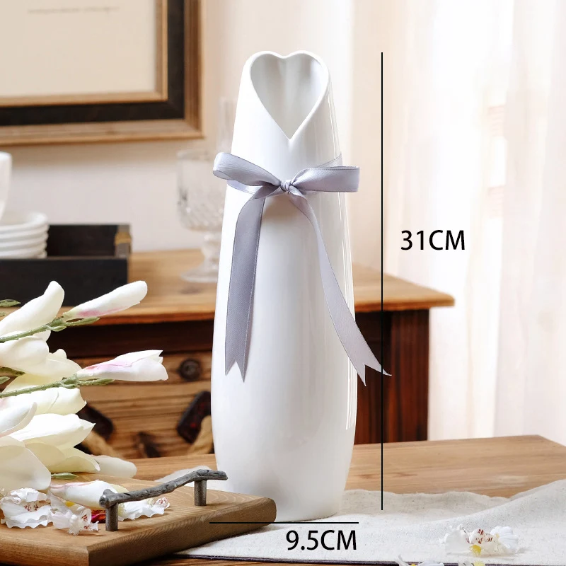 Wholesale Ceramic jade vases creative modern white minimalist for home living room decorations hydroponic flower arrangement