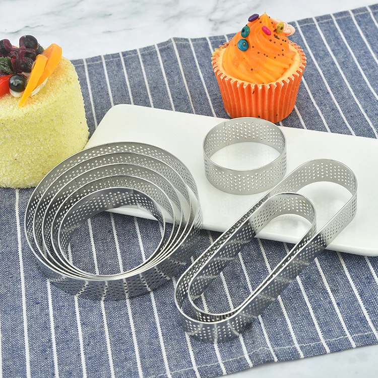 304 Stainless Steel Perforated French Bake Tartlet Mold Pie Tart Cake Ring