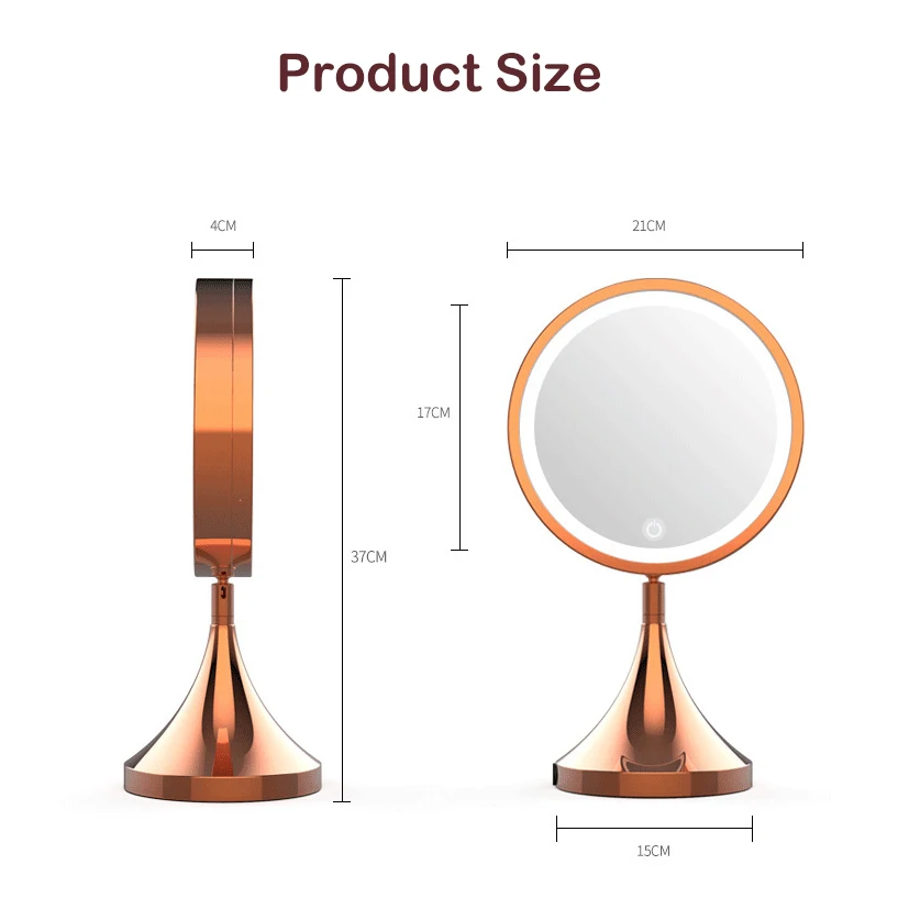 4 Inches Deluxe Gold Chrome Round Anti-Fog Bedroom LED Vanity Make Up Mirror With Light