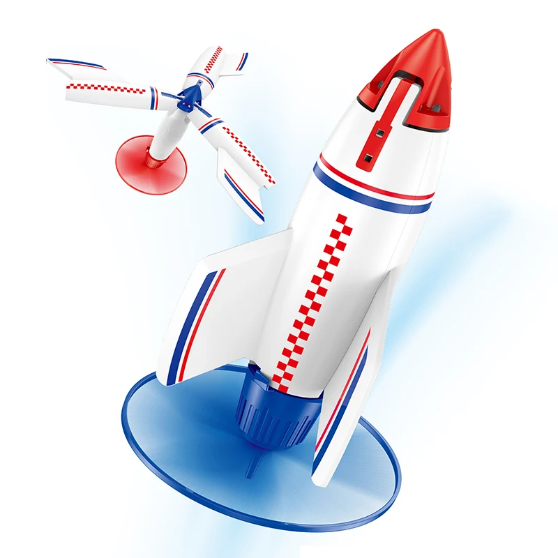 New Electric Foam Flying Rocket Toy Model Outdoor Sports Game Aerial Launcher Toy Set Air Rocket Launcher Rocket Toy For Kids