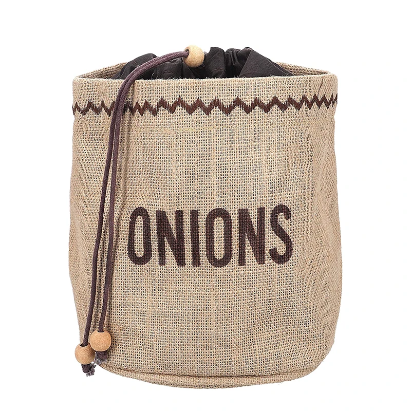 
jute onion onion preserving storage bin with blackout lining hessian potato onion garlic storage basket 