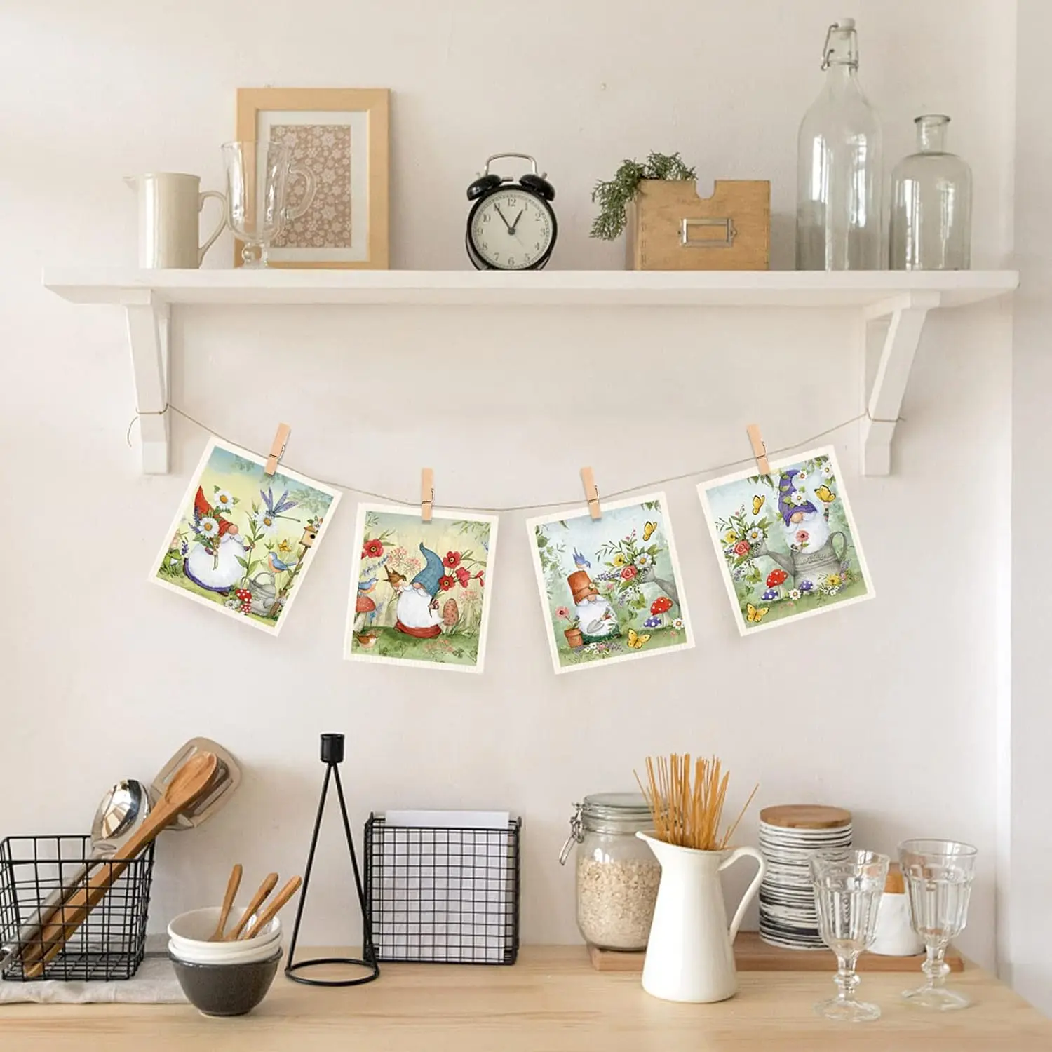 Biodegradable Scratch-resistant Reusable Cellulose Sponge Cloth Spring flower dwarf print pattern Swedish dish cloth