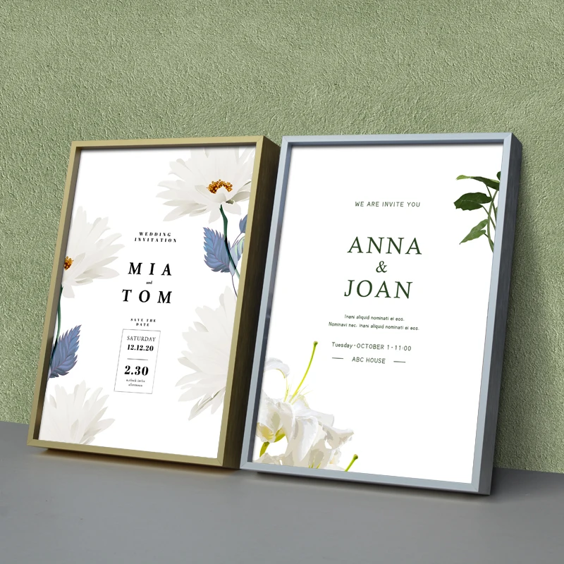 Custom size wall A3 A4 aluminium metal photo frame with acrylic glass and back panel