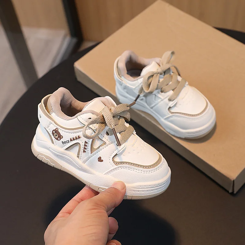 Cute Style Lace Up Fashion Children Walking Shoes TPR Outsole Material Fit Kids Shoes