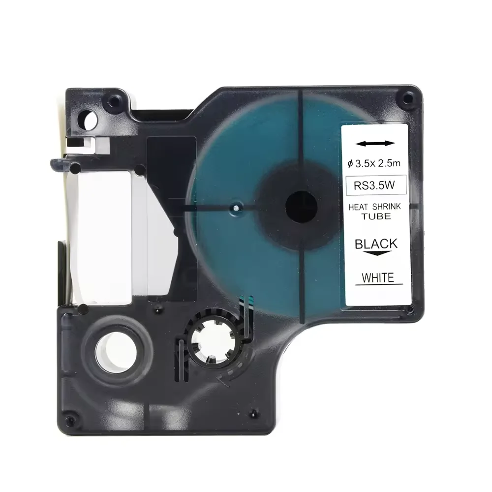 On White Compatible DYMO Heat Shrink Tube Tape 18051 6mm X 1.5m Black Printer Ribbon 2 Years 1:1 Replacement for any Defective