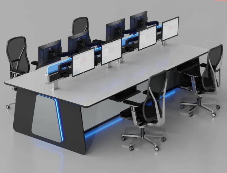 Kesino Custom Ergonomically Designed Control Room Console Solutions Suitable for NOC/SOC/CCTV/ATC Operator Workstation Consoles