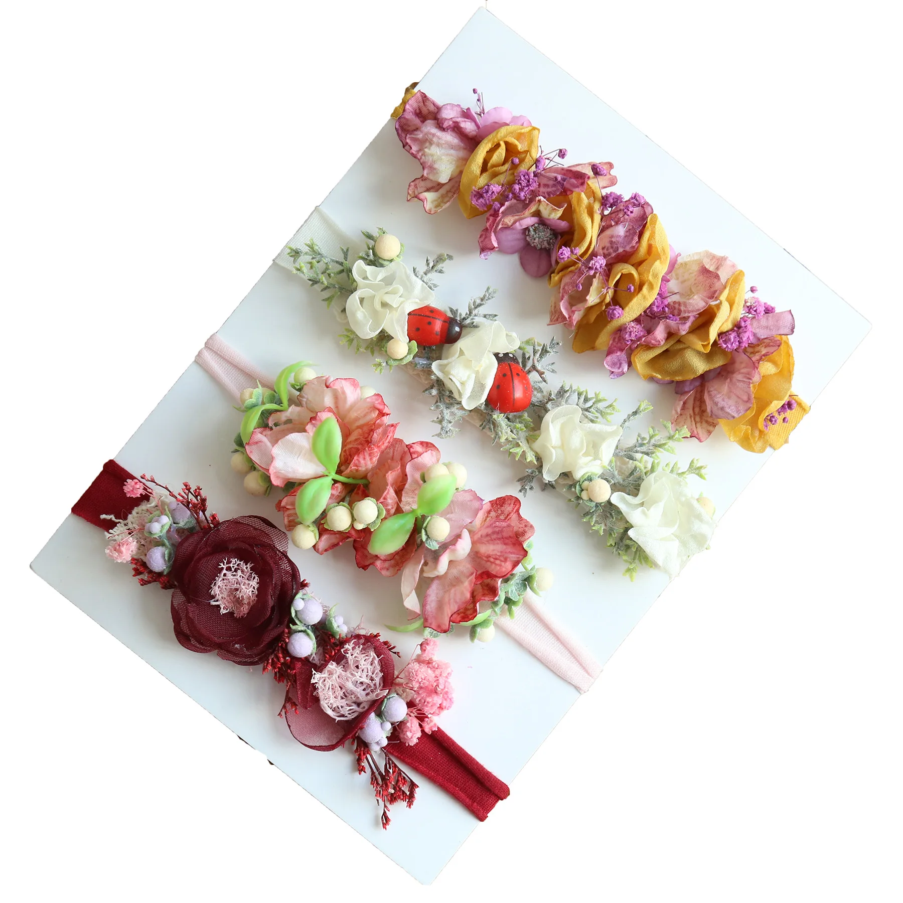 Cute Baby Girl Floral Headband Newborn Photography Props Flower Hairband Photo Shoot Tieback   Hair Accessory Flower Crown