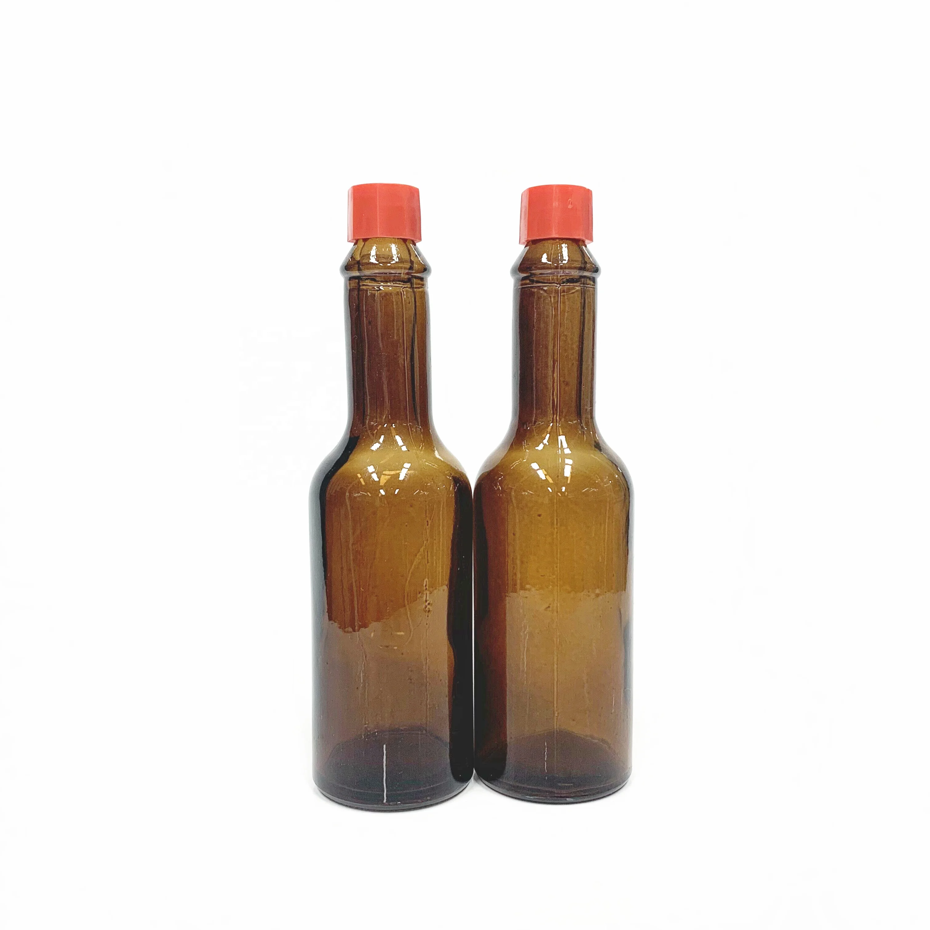 60ml 2oz chilli pepper hot sauce clear glass bottle with plastic lid red cap for tabasco