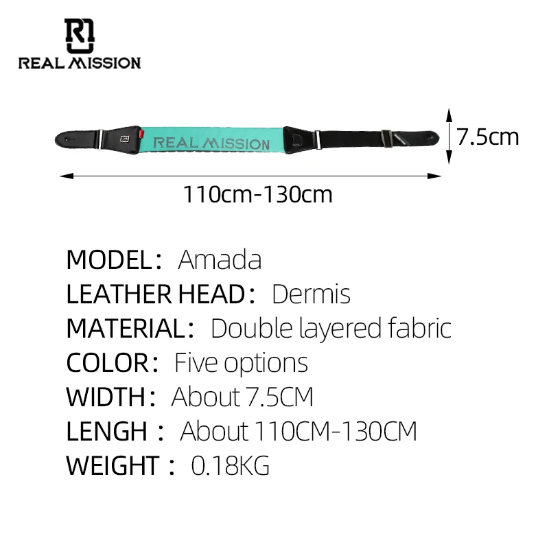 RealMission Amand leather Guitar Strap Wholesale Adjustable Pearl Cotton for Electric Guitar Bass Folk Instrument Accessories