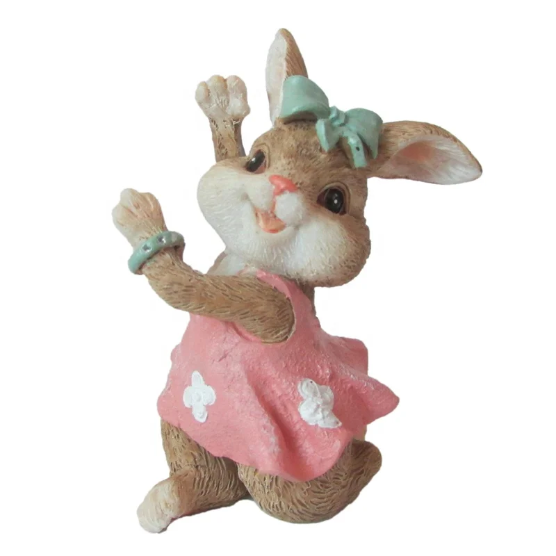 
Z14424A Easter Decoration Gift Home Decor Bunny Fairy Garden Ornament Micro landscape Cute Dancing Rabbit Figurine 