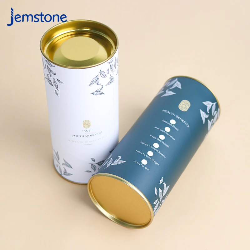 ECO-friendly Cylinder Cardboard Powder Container Tea Coffee Bean Oats Kraft Paper Tube For Food Grade Paper Packaging