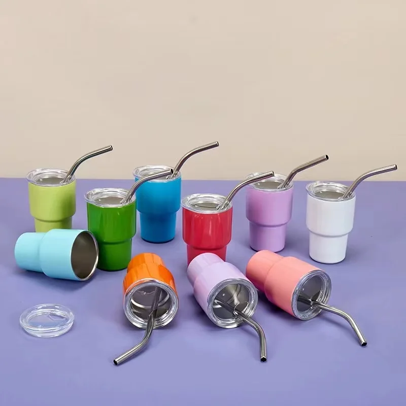 2023 Popular Mini Cup Double Wall 304/201 2oz Shot Glass Tumblers Coffee Travel Mugs Metal Tumbler With Lid With Straw