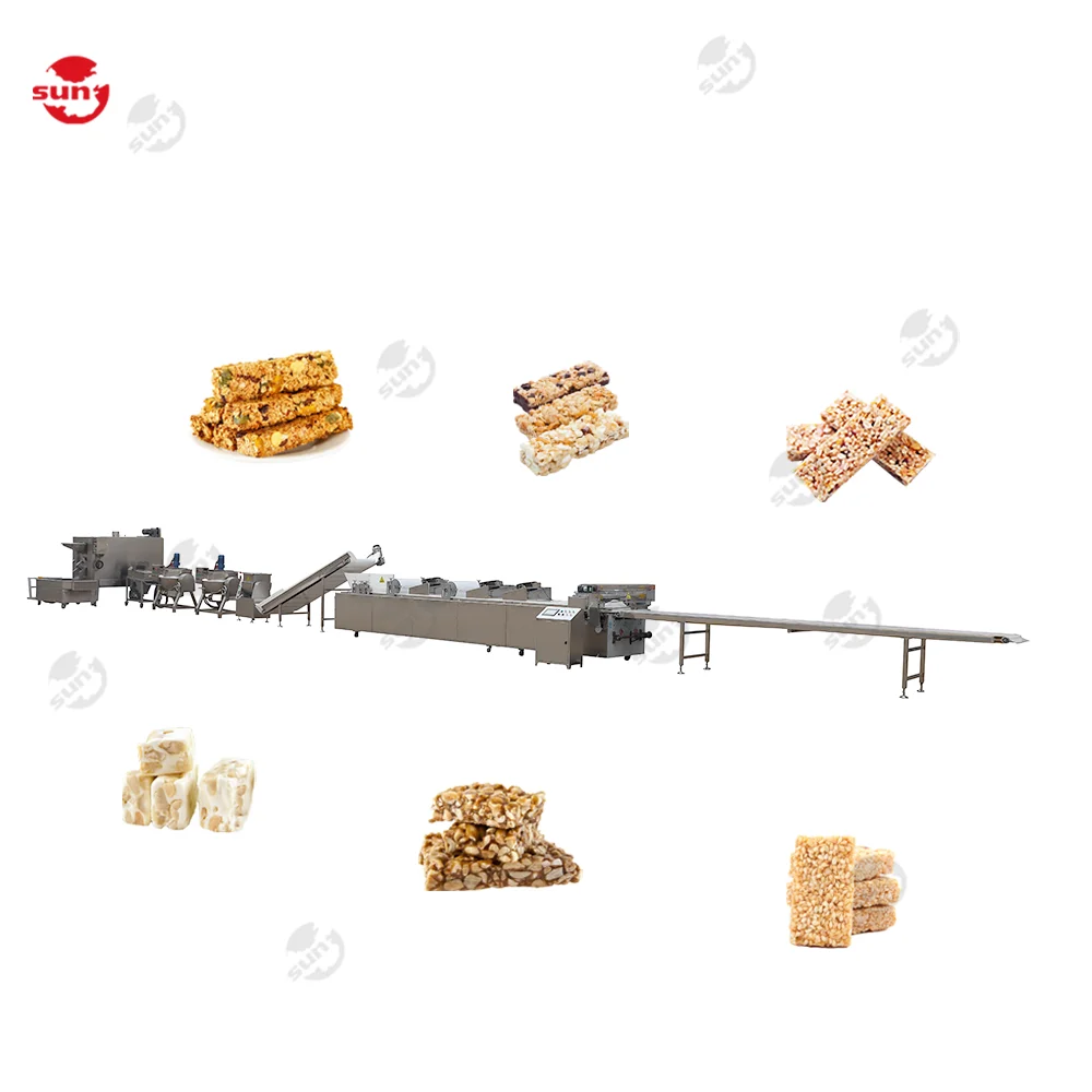 New type peanut candy mixing machine granola bar cutter nougat oatmeal bar caramel candied nut processing line for sale