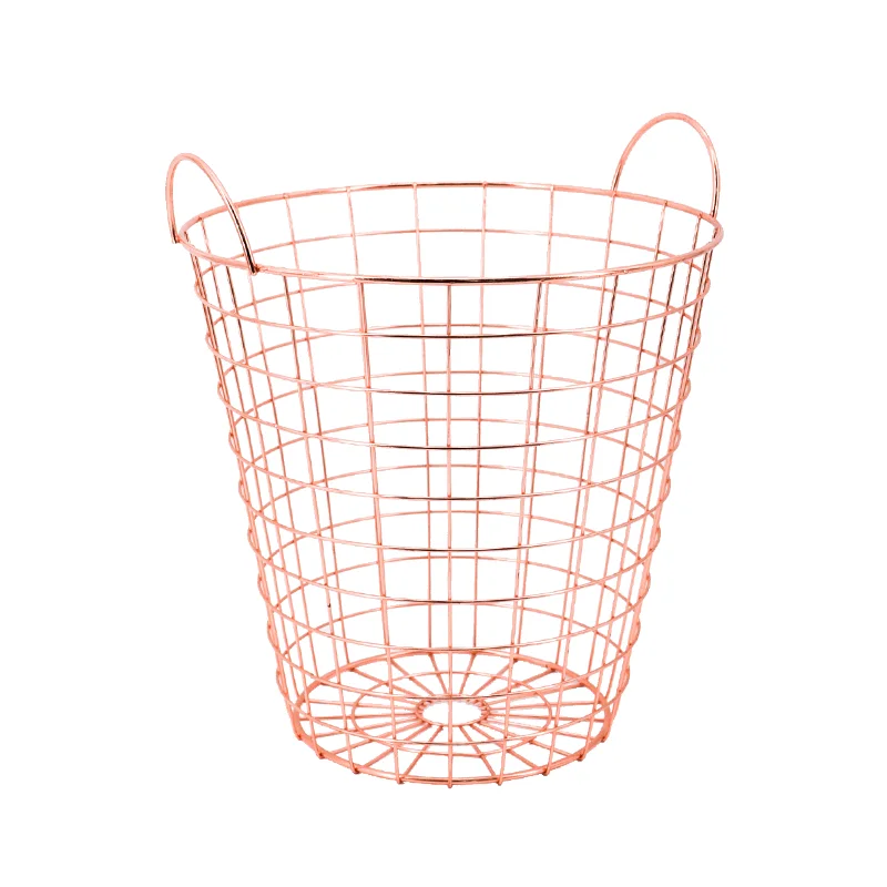 Storage Basket  Rose Gold Nordic Simple Style Metal Modern Home Storage Organization Metal Iron