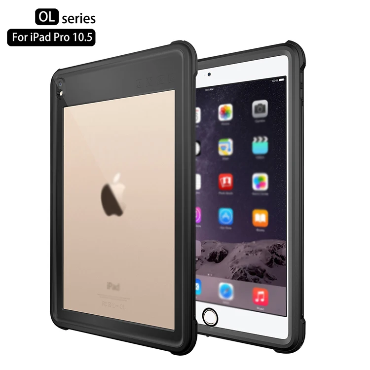 Shellbox rugged shockproof ip68 2 meters waterproof tablet case for iPad pro 10.5 with built-in screen protector and kickstand