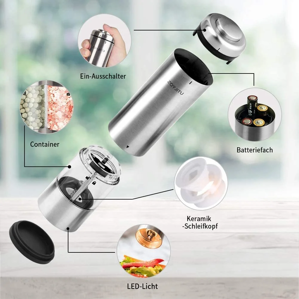 Automatic Pepper Mill Salt Grinder Electric Set Grinder with Ceramic Mechanism