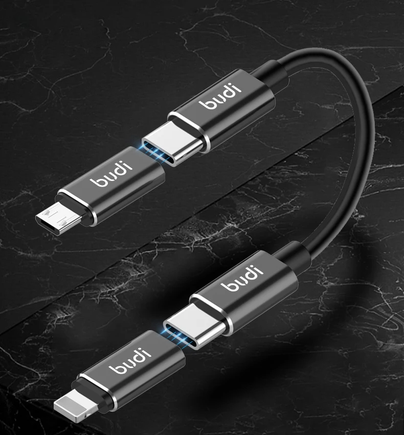  2020 г. budi/oem новые продукты высокоскоростной мини-адаптер 6 в 1 с micro usb type-c на c pd кабель беспроводным зарядным устройством 5 Вт/10 Вт/15