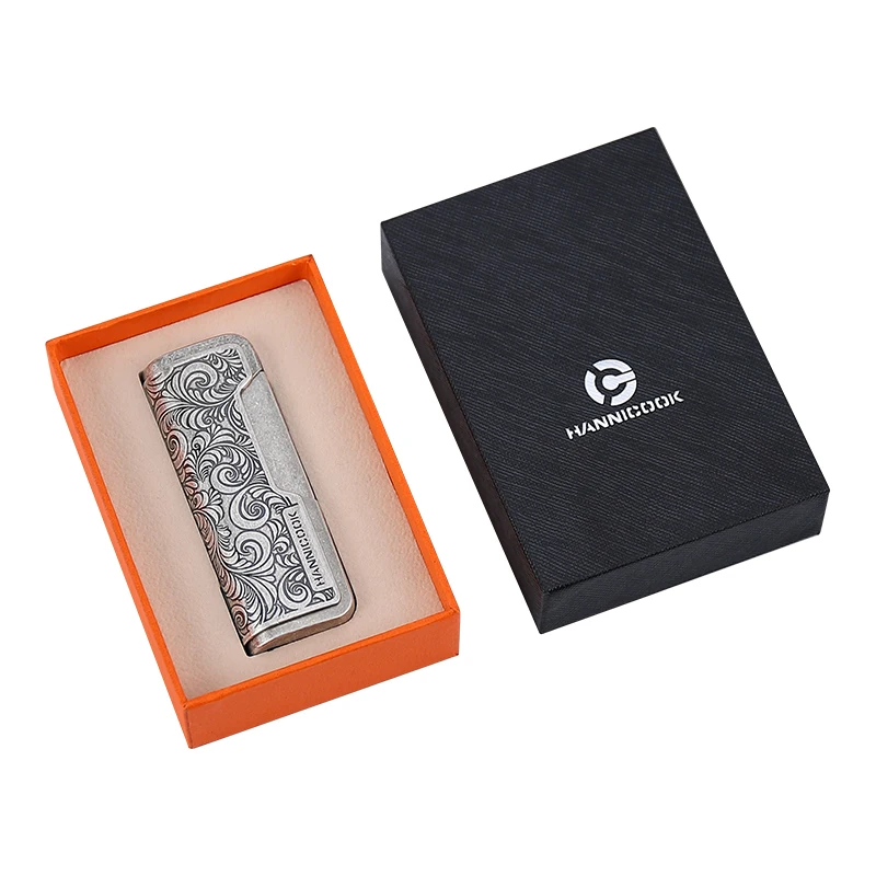KY Explosive Model Luxury Vintage Engraved Butane Gas Refillable Windproof Metal Jet Torch Lighter for Cigar