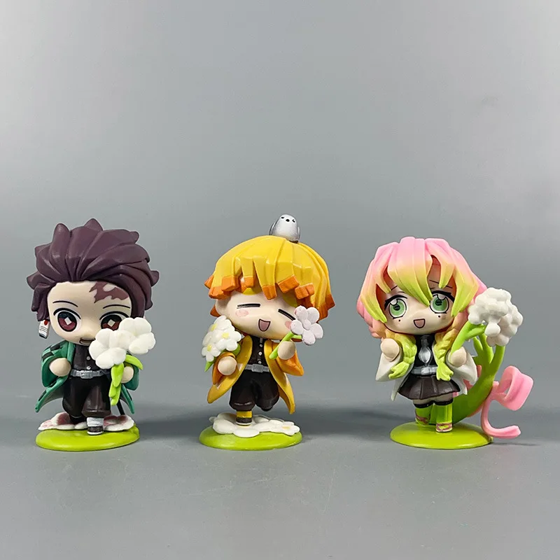 Anime Demon Slayer Action Figures Tanjiro Nezuko Mitsuri Blind Boxes Rengoku Zenitsu Inosuke PVC Toys Set for Dashboard Deco