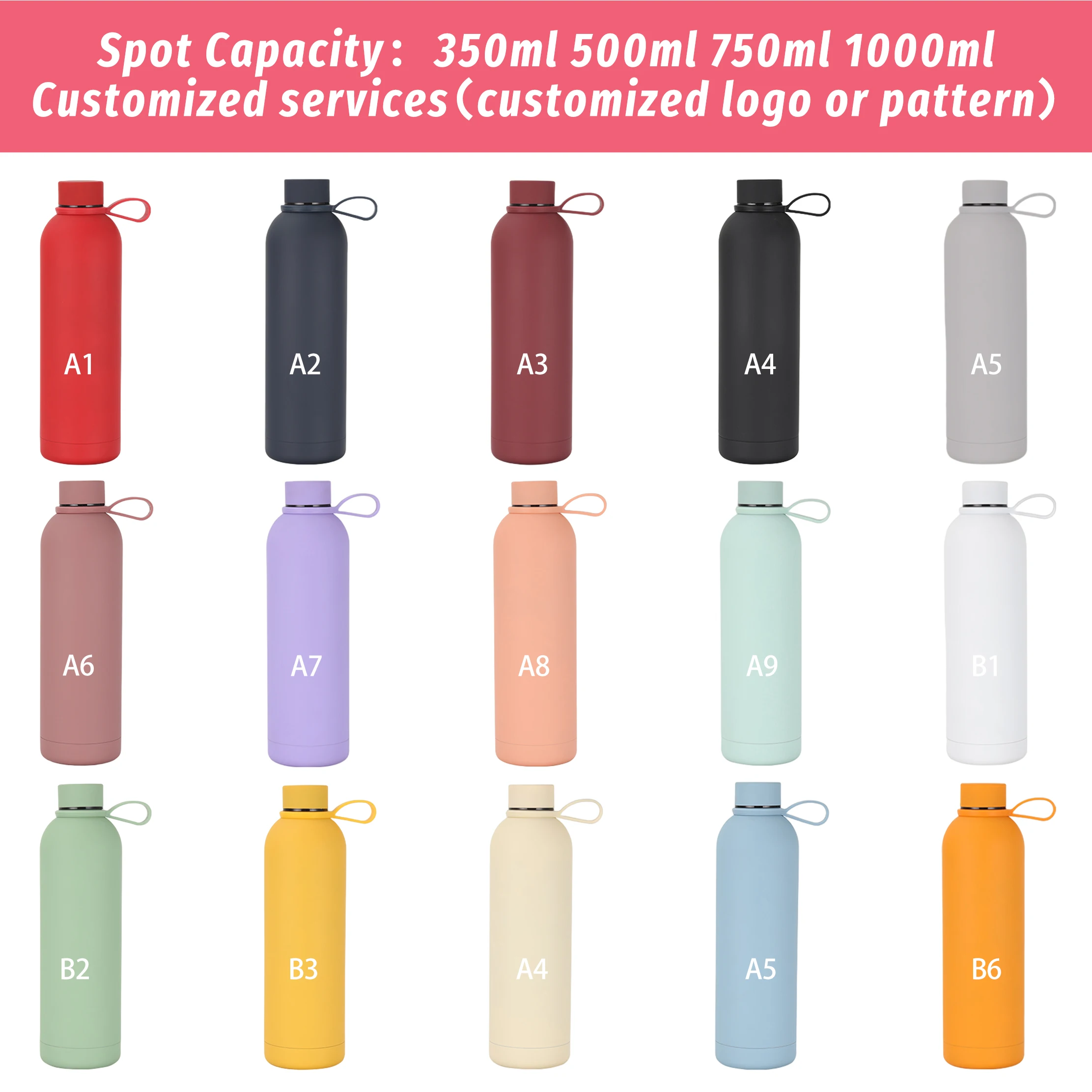 Factory Customized 17oz Vacuum Insulated Thermal Drink Bottle Double Wall 350ml 500ml 750ml 1000ml Stainless Steel Water Bottle