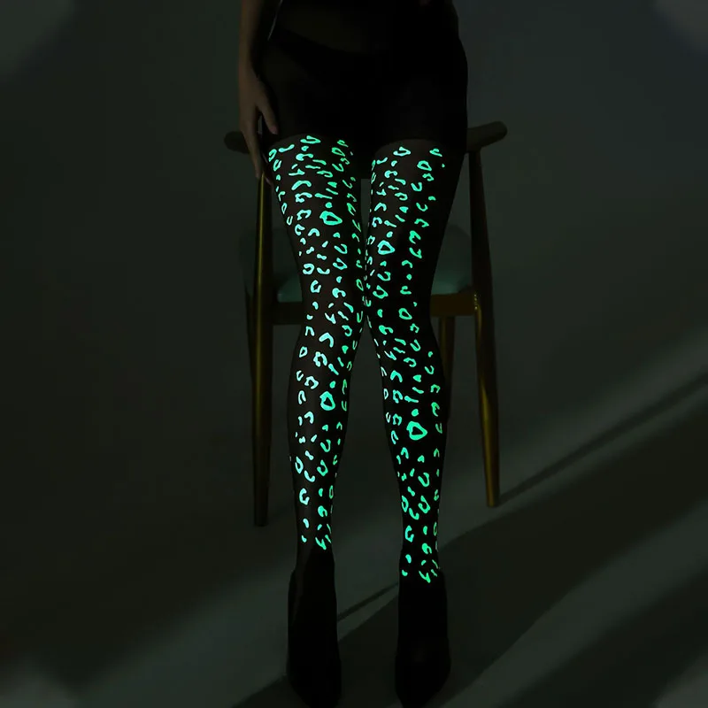 Skeleton Thigh High Glowsocks Halloween Bones Skeleton Print Stockings Cosplay Party&Halloween&Carnival Womens Pantyhose