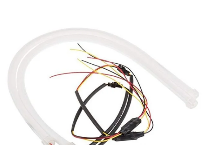 
Factory direct car led tear eye light light guide bar 60CM soft light bar dual color turn signal 30 45cm silicone strip 