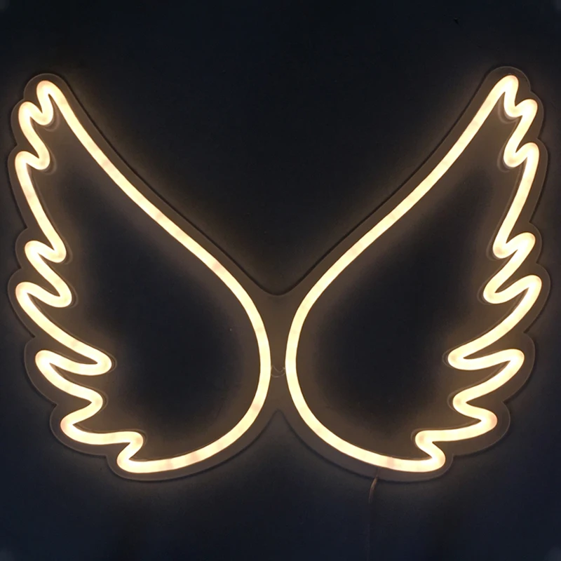  Drop shipping In stock Manufacturer Angel wings custom light acrylic 3D open LED neon sign