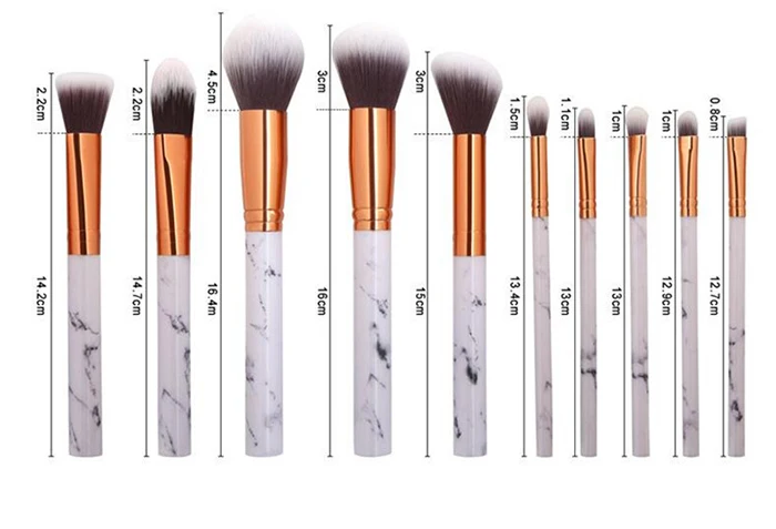
High Quality 10Pcs Marble Makeup Brush,Cosmetic Makeup Brush Set,Custom logo Private Label Powder Brushes Makeup Brush Tool 