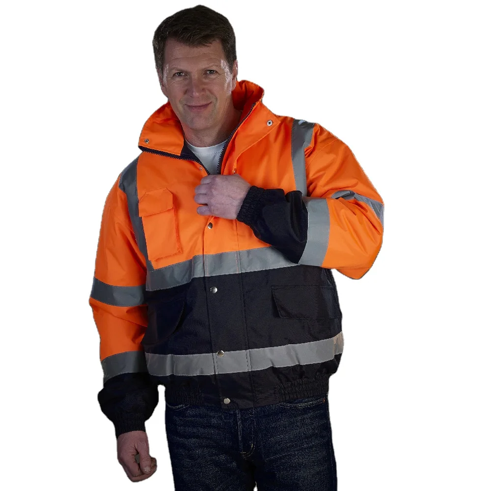 Hi Visibility Reflective Safety Work Clothes Construction Security Workwear Jacket Parka Breathable Waterproof Hooded Uniform