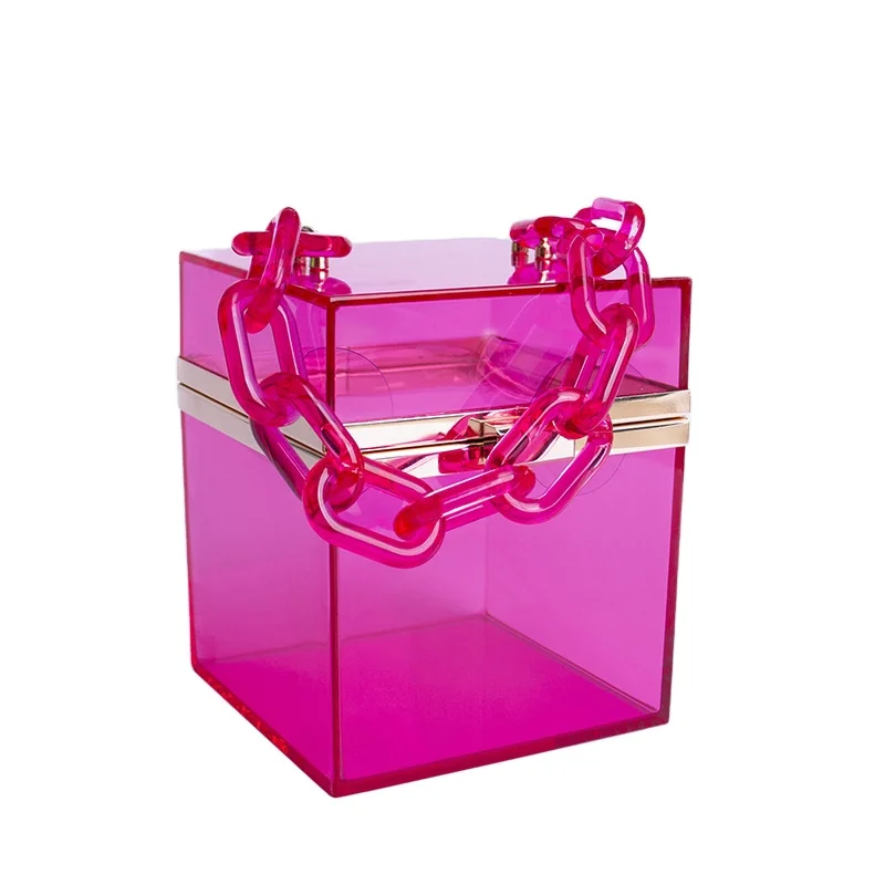 
Ladies Handbags Women Bags New Arrival Acrylic Chain Portable Transparent Bucket Small Square clear handbags 