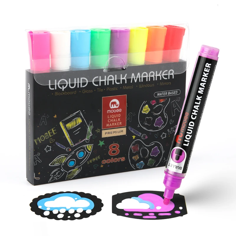 Mobee P-520 Wholesale Custom Valve System Non-toxic Round Toe Liquid Chalk Marker Pen For Blackboard