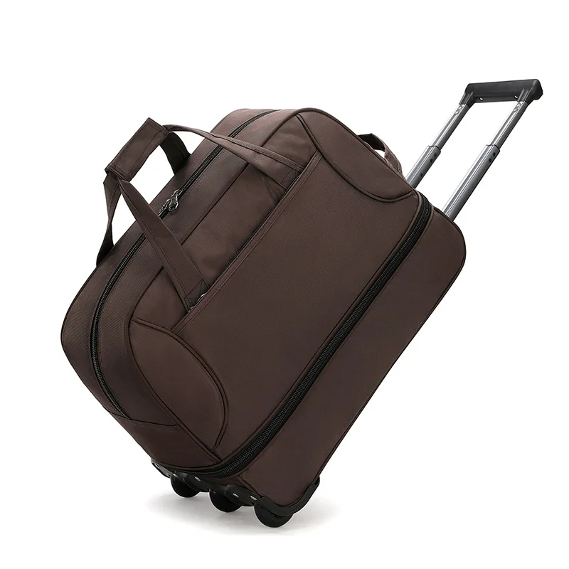 Custom Logo Large Rolling Duffle Bag Foldable Travel Trolley Luggage Bag with 3 Wheels Lightweight Soft Suitcase