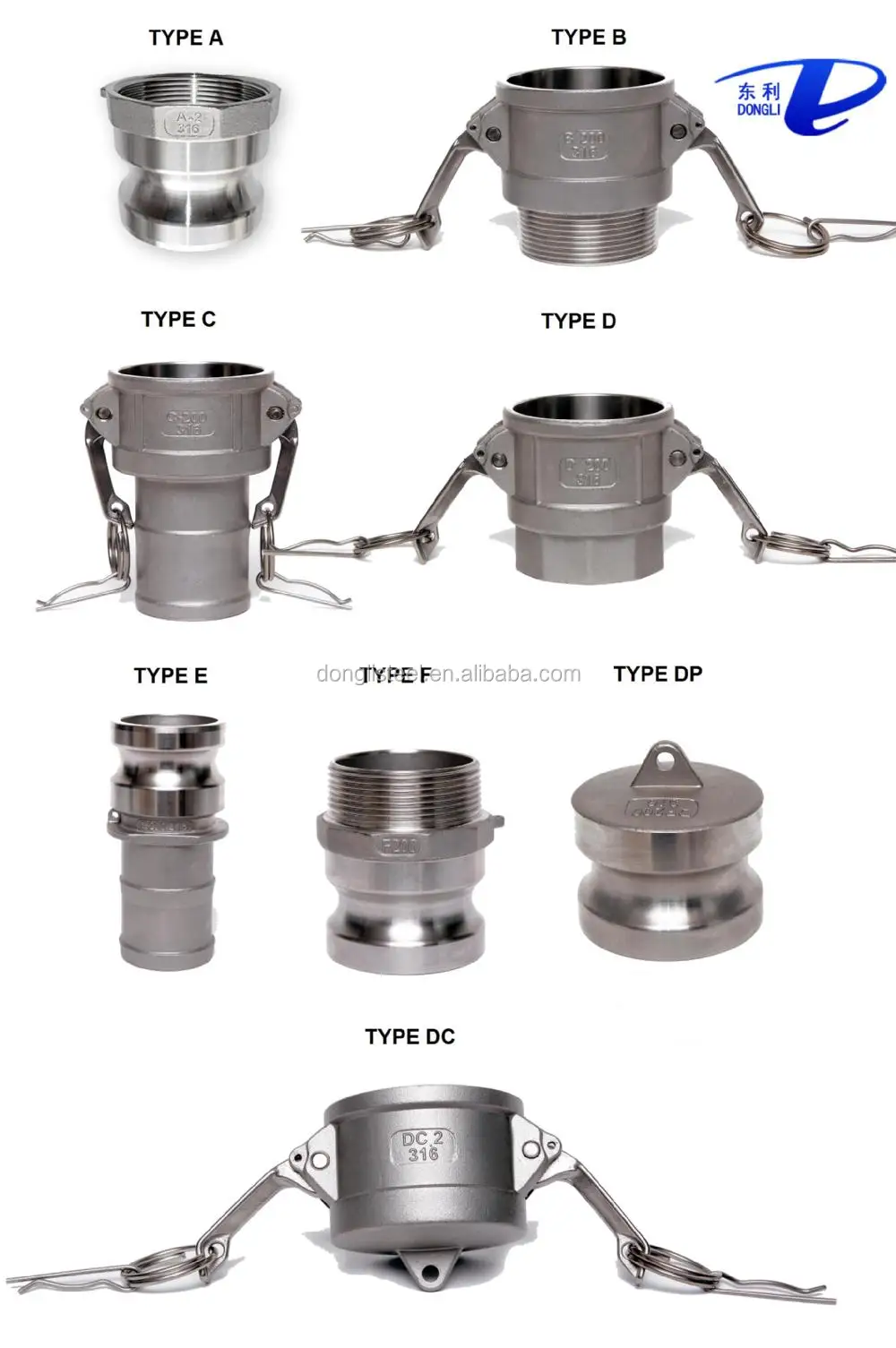 Factory direct stainless steel 304, 316 camlock full models can be customized products pipe fittings