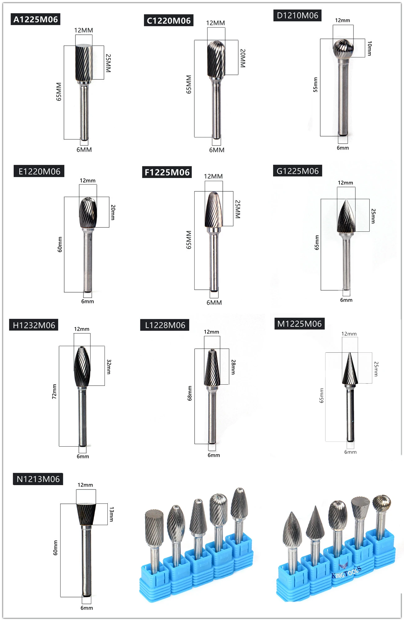 OEM/ODM Power Tools 6mm 1/4'' Shank Dia Metal Wood Grinding Engraving Polishing Porting Tools Singgle Standard Cut Tungsten Rotary Carbide Burr