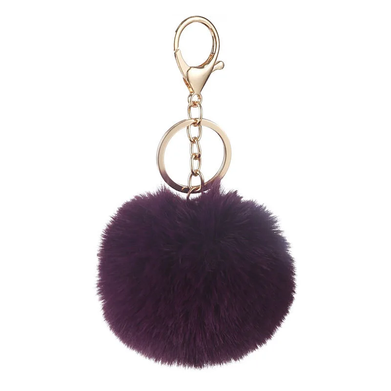 Colorful Pom Poms Keychains Faux Rabbit Fur Fluffy Ball Keyring For Car Handbag Tote Bag Pendant