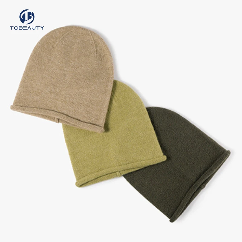 Ski Hat 50% Merino Wool Beanies With Custom Logo Leather Patch