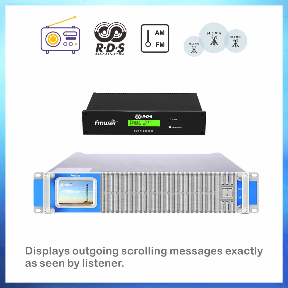 FMUSER 350W FM Transmitter with RDS Encoder with FU-DV2 Dipole Antenna and Cable Complete kit