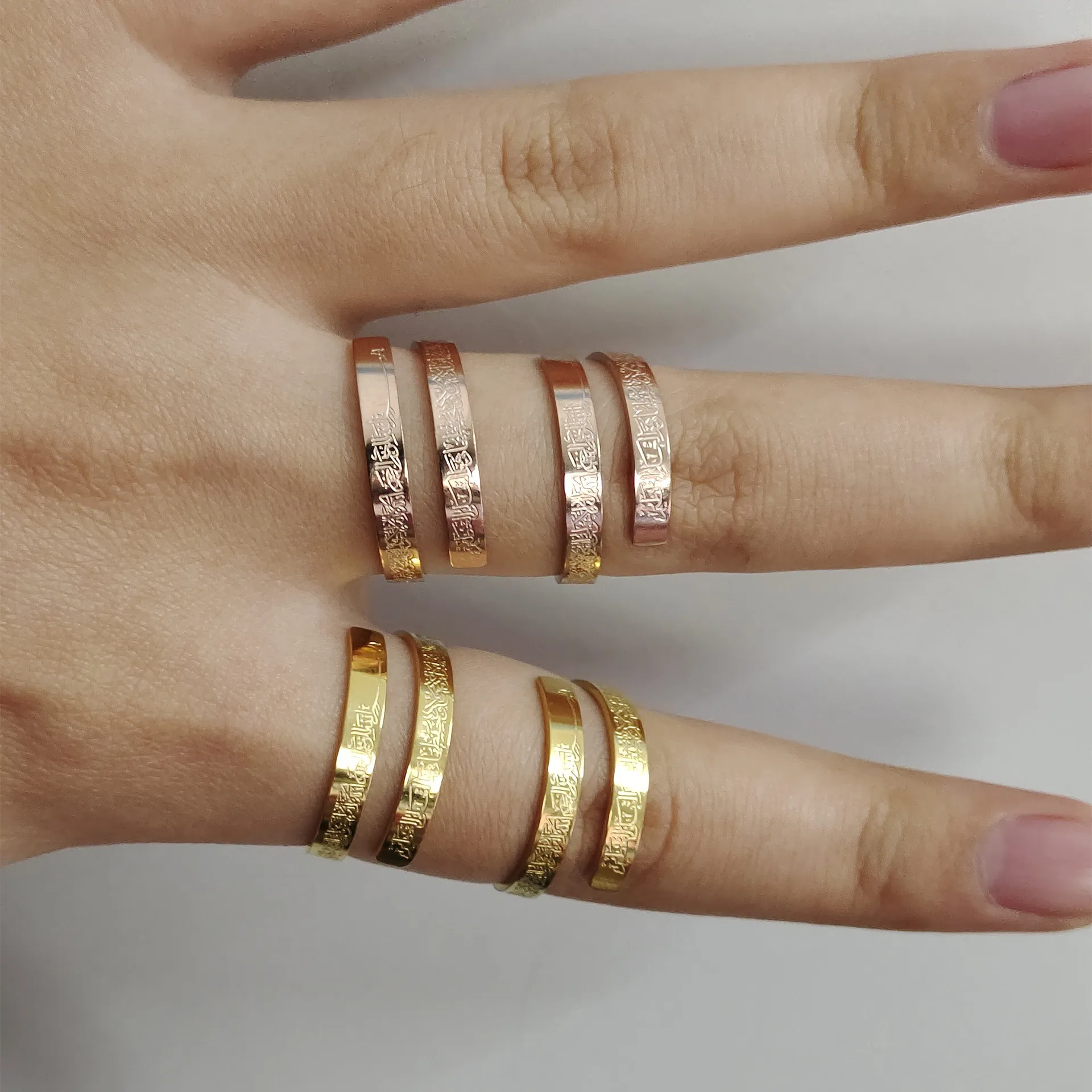 Arabic Layer Ring Custom Ring for Women Gold Jewelry Stainless Steel Islamic Calligraphy Fancy Name Personalized Rings