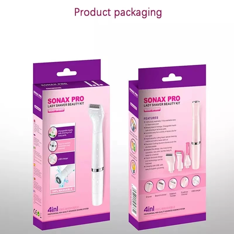 Hot Selling Multifunctional 4 in 1 Electric Eyebrow Trimmer Washable Professional Base Support Epilator Kit