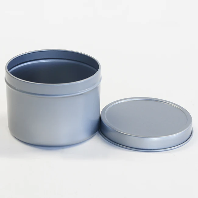 
Deep Round Slip Lid Tin Can for 2OZ Silver Grey Candle metal box 