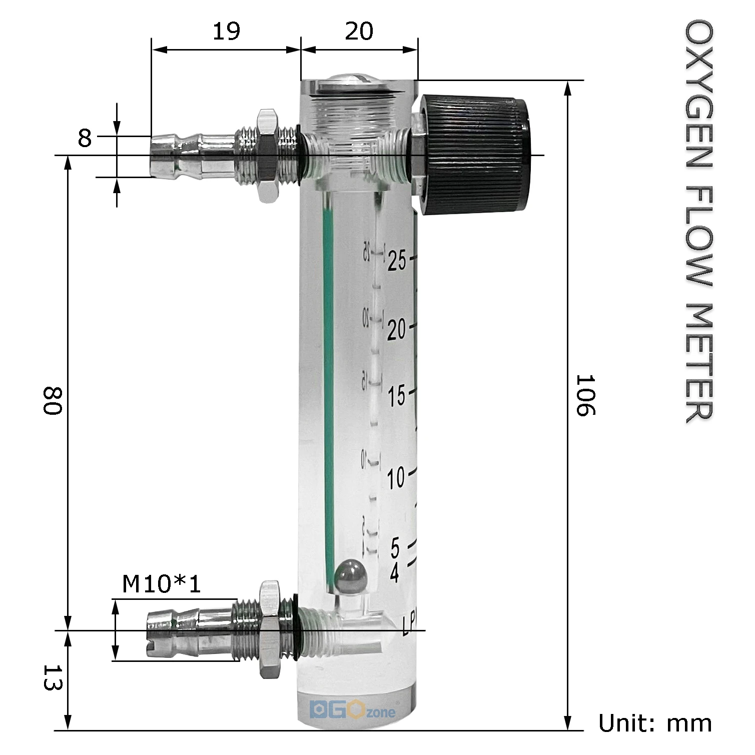 2-10L/min Oxygen Flow Meter with valve KH-OF210  DGOzone