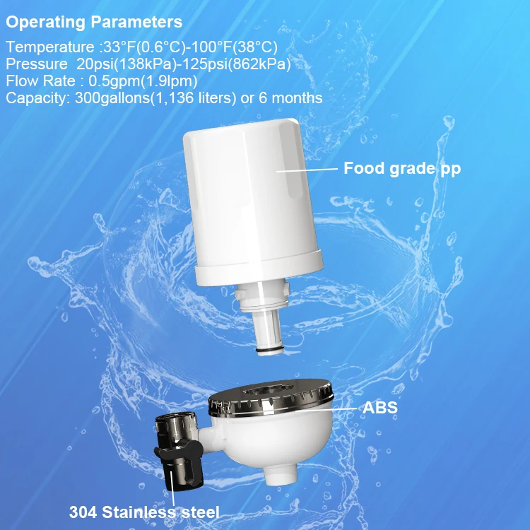 300-Gallon Long Lasting Water Faucet Filtration System, Removes Lead, Cysts, VOCs, Chlorine - Fits Standard Faucets
