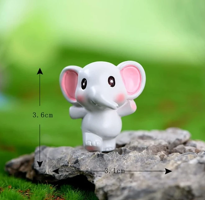6 Pcs Mini Elephant Animal Figures Toy Cake Toppers,Miniature Elephant Figurines Fairy Garden Landscape Ornament Decoration Gift