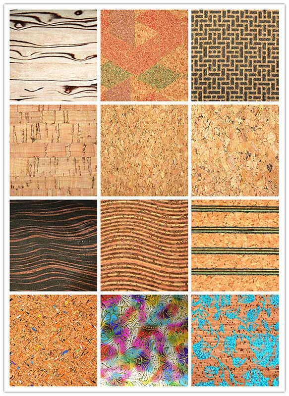 Furniture Bag Natural Cork Wood Grain Vegan PU Faux Leather Fabric Sheet Garments