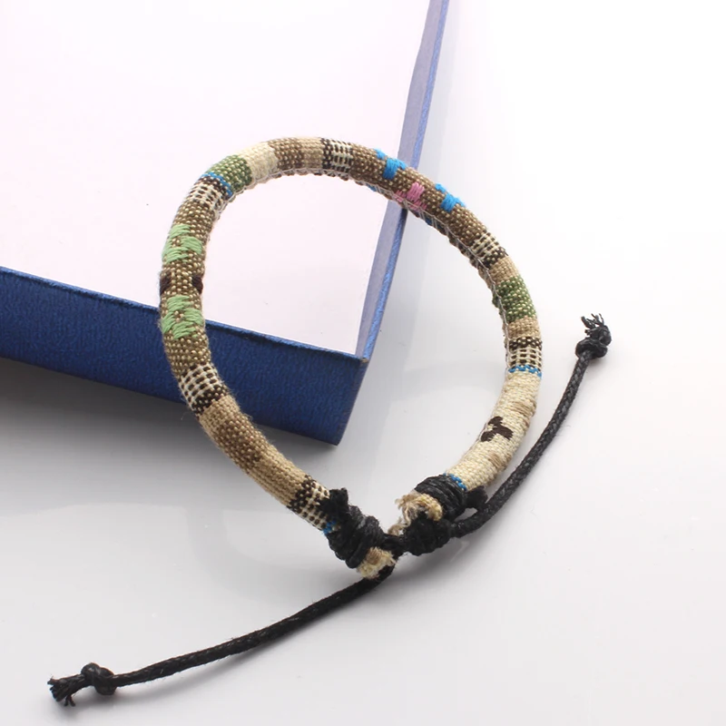 2020 Personalized New Design Ethnic Style Adjustable Couple Bracelets Handmade Woven Cotton Charm Bracelet
