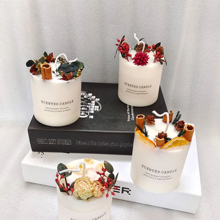 Wholesale 100% natural soy scented candle in glass candle jar with lid