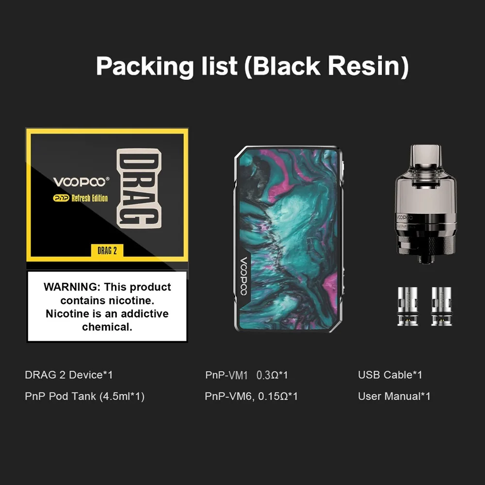 VOOPOO Drag 2 Refresh edition 177W TC Kit with PNP Tank pod 510-thread