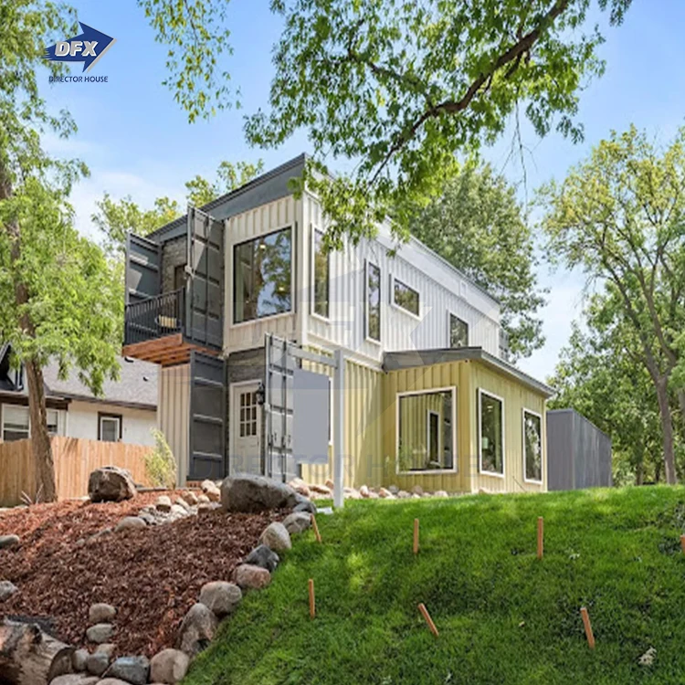 Shipping container house with garage 2 bedroom 40ft modular prefab garden building coffee shop bar tiny home