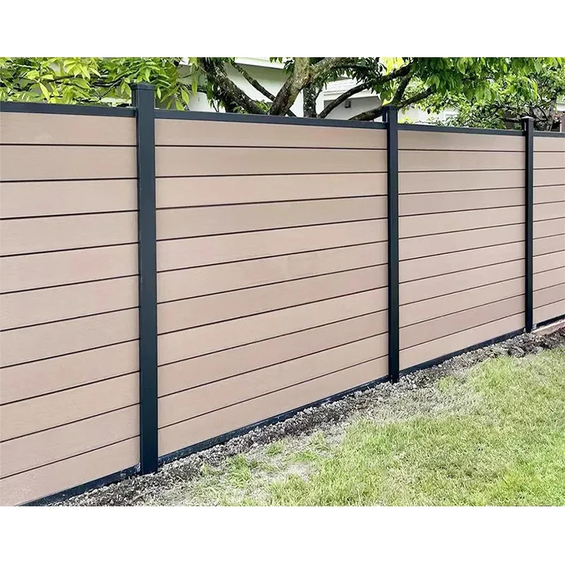Exterior wooden plastic composite woodcore fences board panel aluminum frame wpc fence post price