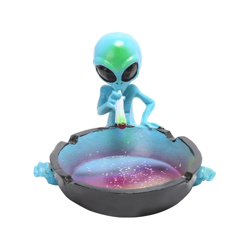 Wholesale Creative Alien Resin Ashtray Extraterrestrial Style Unique Colorful Printing Resin Ashtray